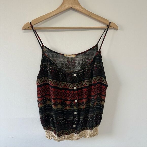 Heart & Hips Tops - Heart & Hips Boho Geometric Camisole Tank Top Size Large Earth Tones Western